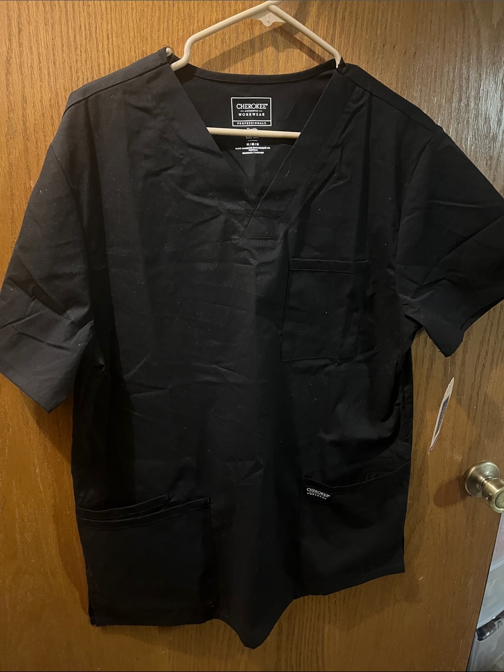 Cherokee Black V-Neck Medical Scrub Top